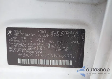 2010 BMW 328I из США, поврежденный, VIN WBAPH7G51ANM48993